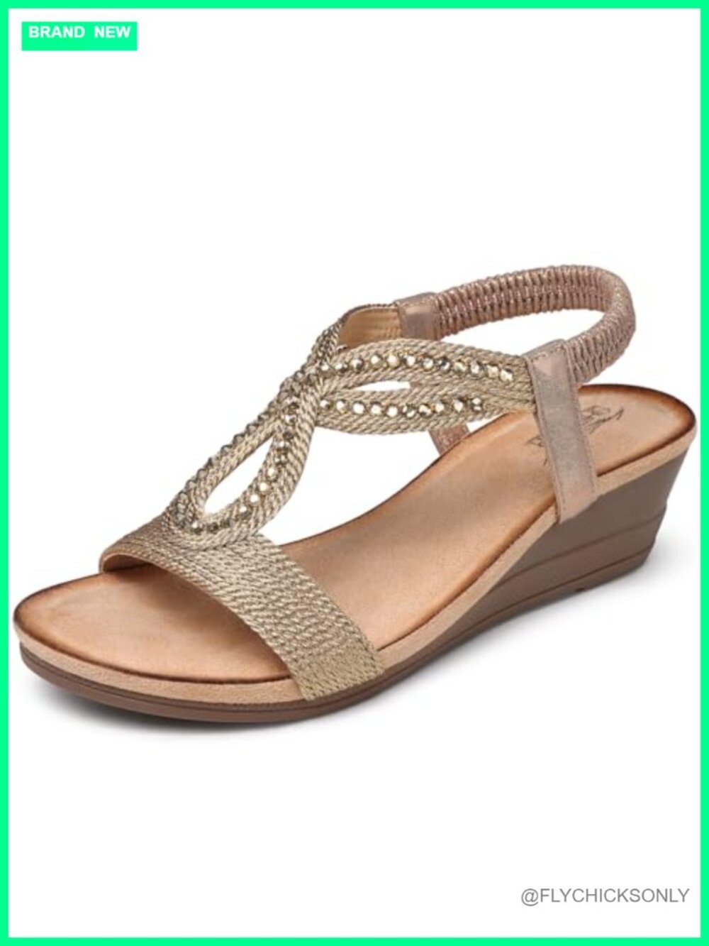 Wedge Sandals for Women Comfortable Low Heel Elastic Ankle Strap Non-Slip Sole